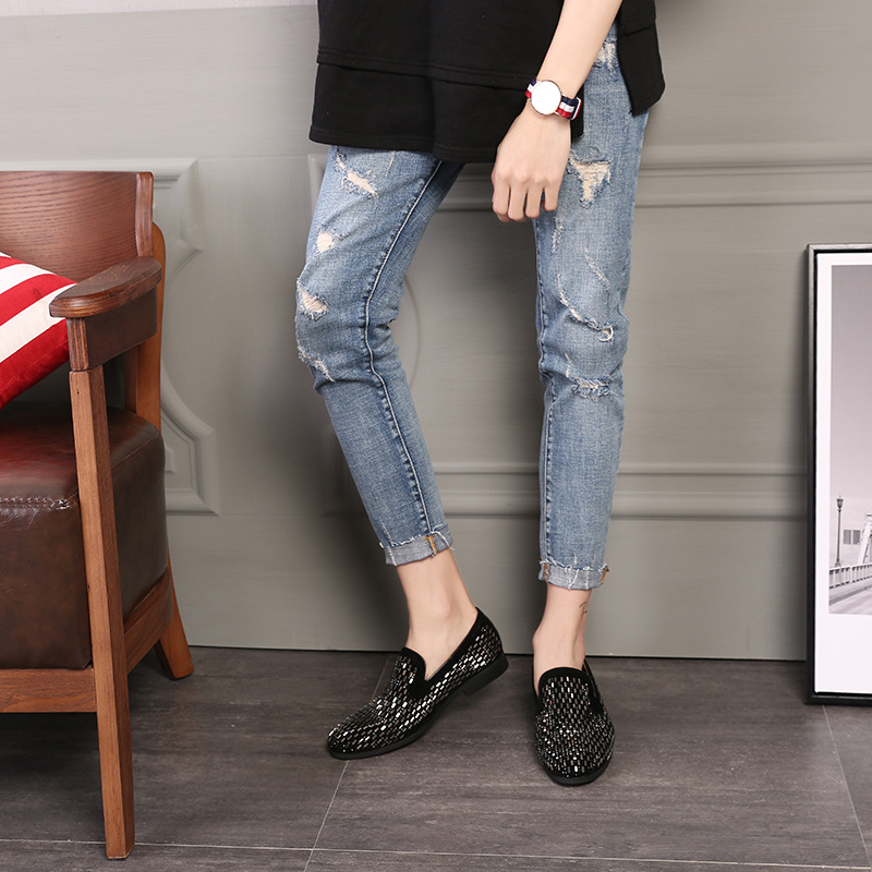 Cool African leather shoes pea shoes fashion fine diamond fashion men's shoes