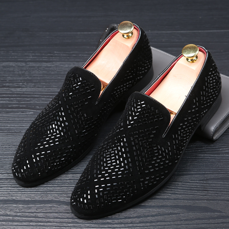 Men's pointed leather shoes Rhinestone Hair Stylist fashion men's shoes cool African men's shoes