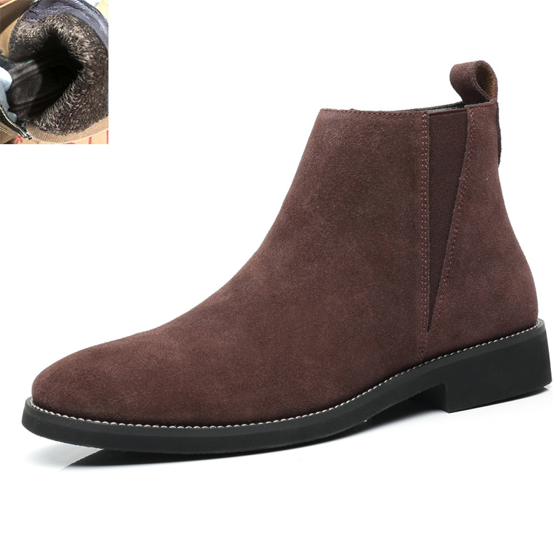 Autumn and winter new thermal shoes frosted Martin boots men's Retro Chelsea casual men's Boots