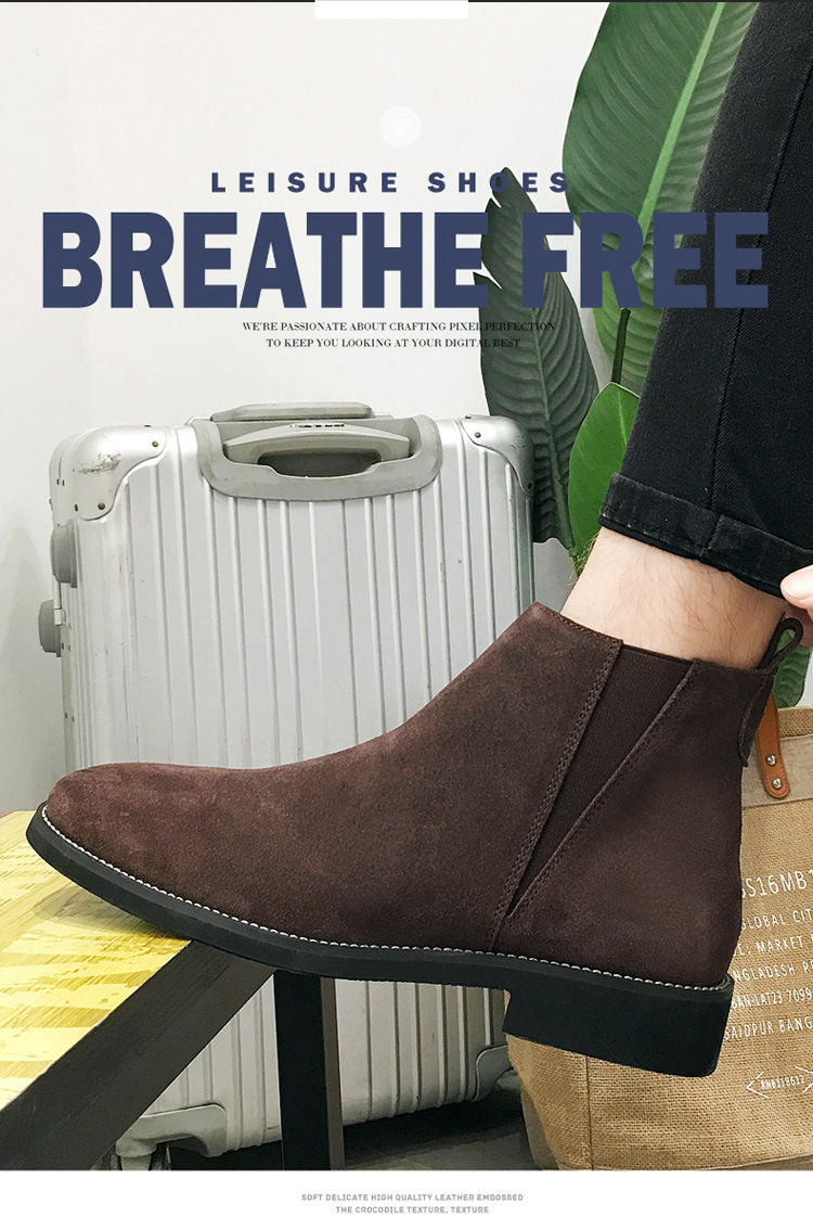 Autumn and winter new thermal shoes frosted Martin boots men's Retro Chelsea casual men's Boots