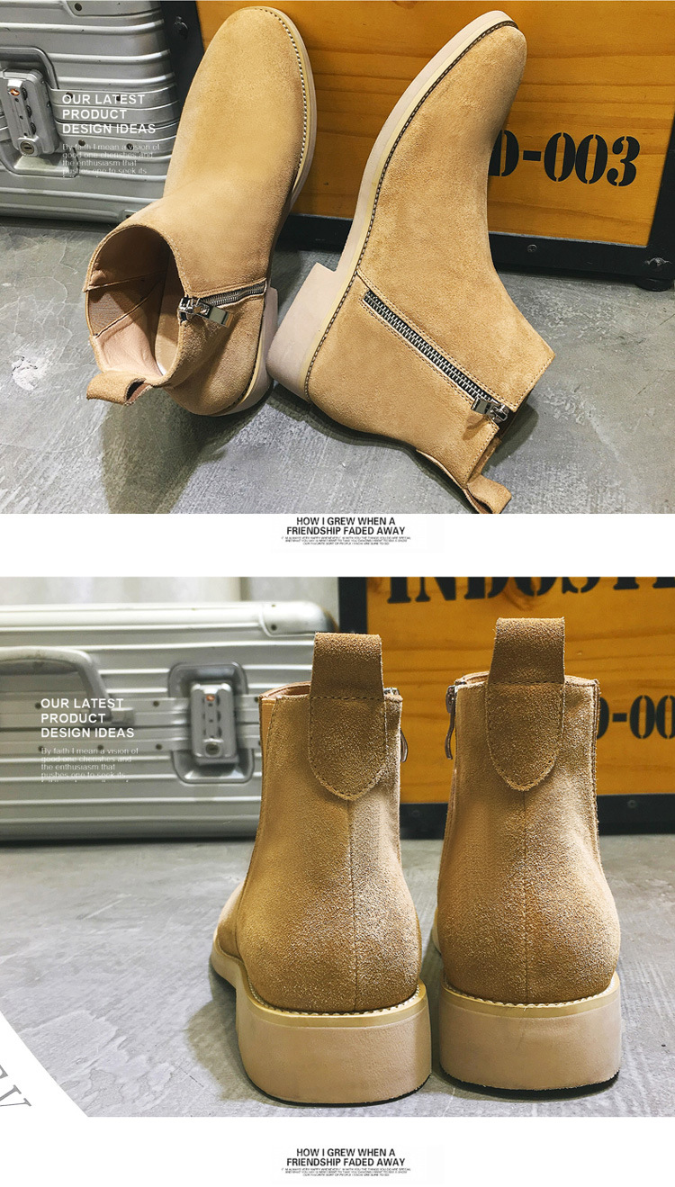 Autumn and winter new thermal shoes frosted Martin boots men's Retro Chelsea casual men's Boots