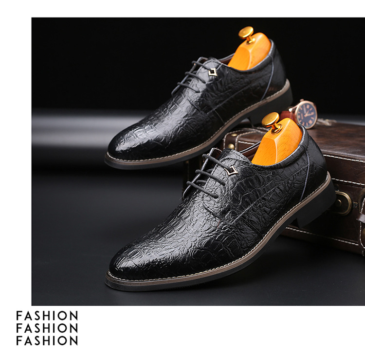 Pointed formal leather shoes British trend crocodile business casual men's shoes