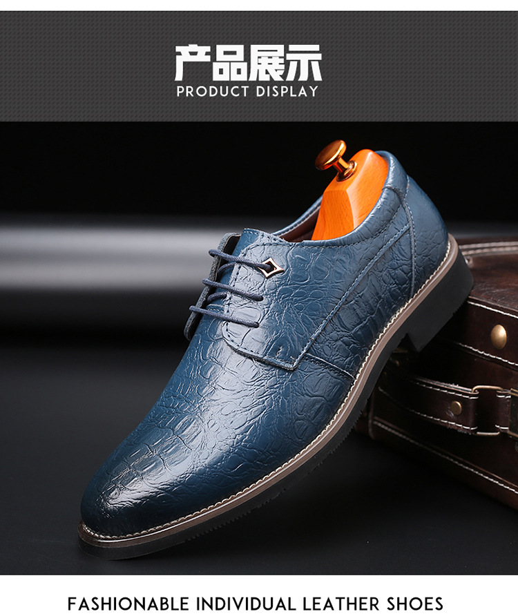 Pointed formal leather shoes British trend crocodile business casual men's shoes