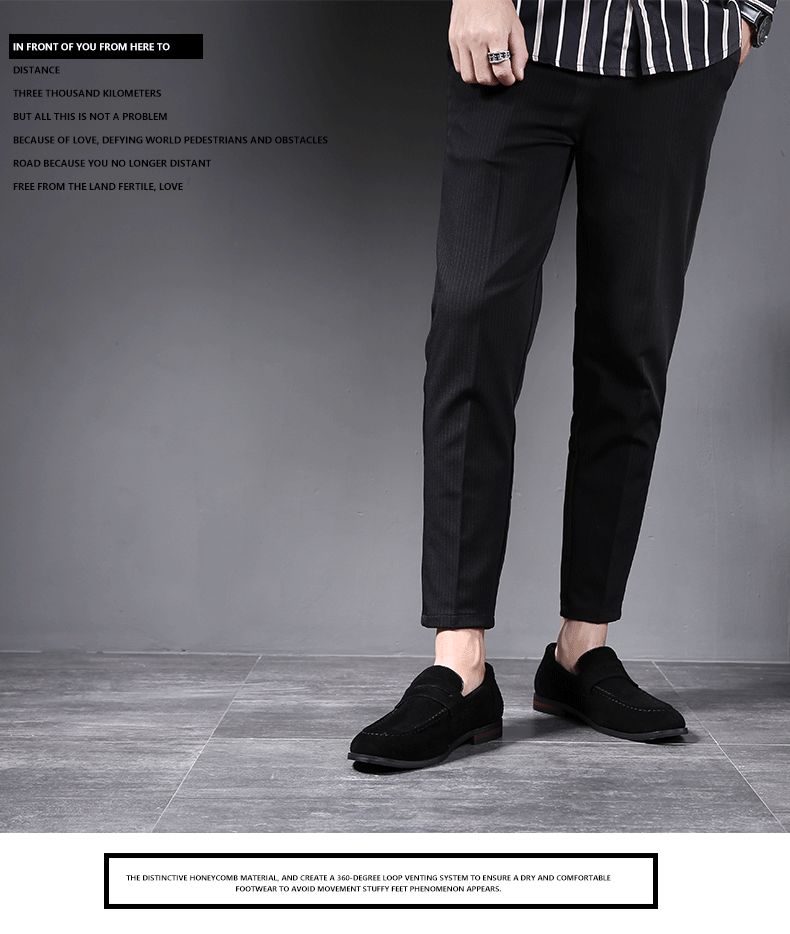 European bean shoes trend lazy shoes Nubuck Leather Men's leather casual shoes