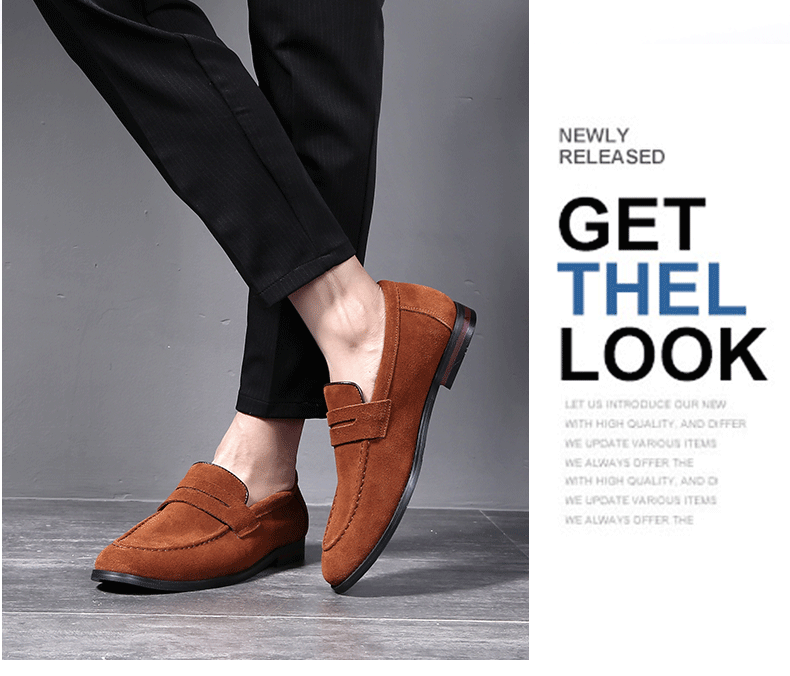 European bean shoes trend lazy shoes Nubuck Leather Men's leather casual shoes