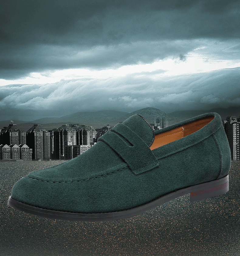 European bean shoes trend lazy shoes Nubuck Leather Men's leather casual shoes