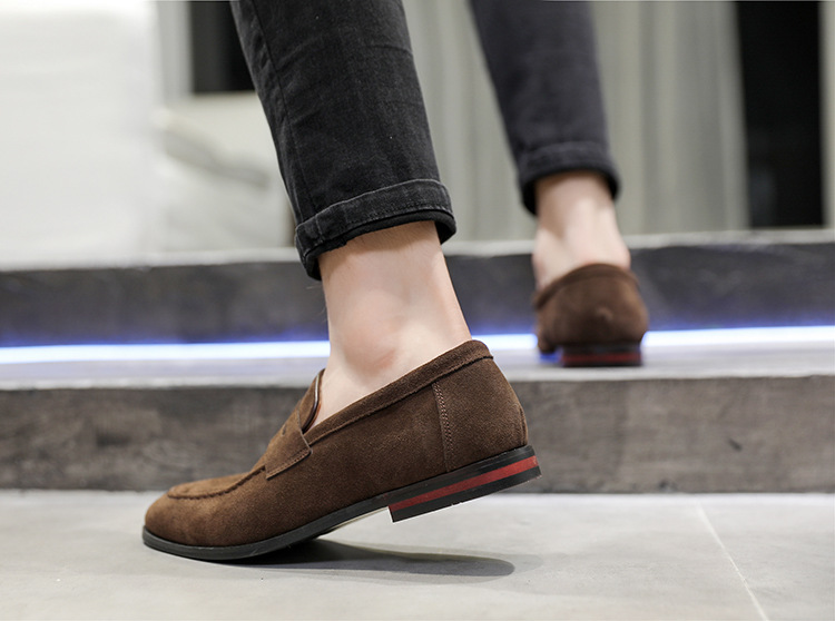 European bean shoes trend lazy shoes Nubuck Leather Men's leather casual shoes