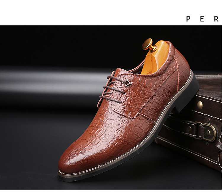 Pointed formal leather shoes British trend crocodile business casual men's shoes