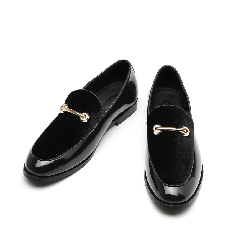 New leather shoes men's European and American patent leather one legged casual leather shoes