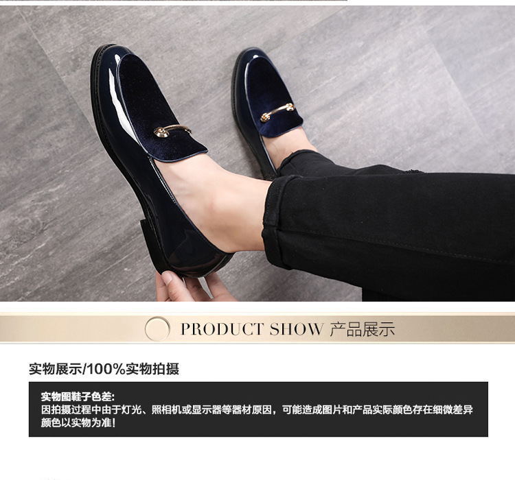 New leather shoes men's European and American patent leather one legged casual leather shoes