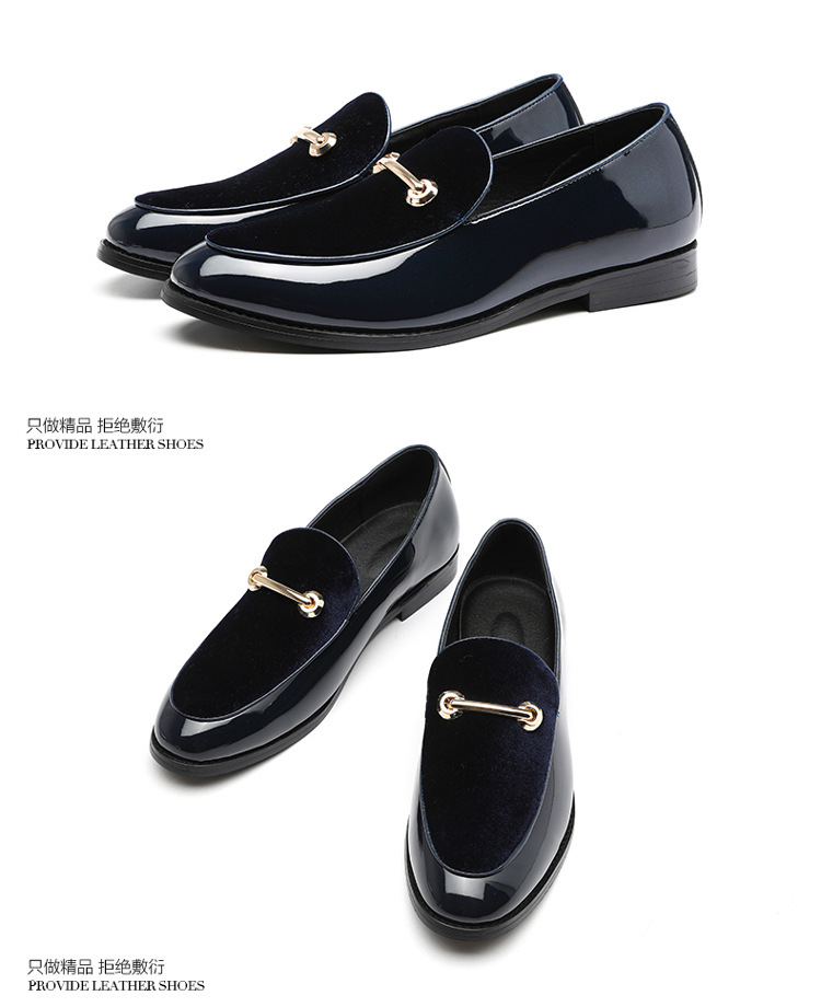 New leather shoes men's European and American patent leather one legged casual leather shoes