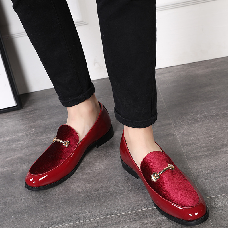 New leather shoes men's European and American patent leather one legged casual leather shoes