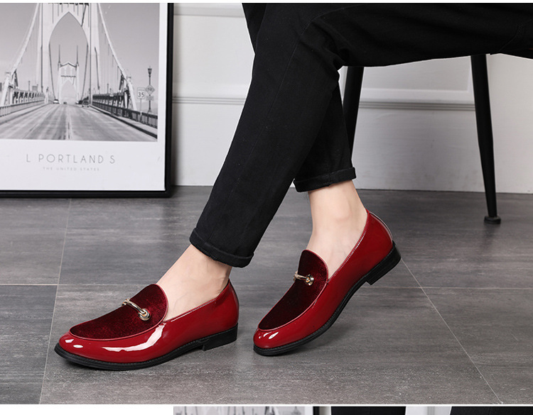 New leather shoes men's European and American patent leather one legged casual leather shoes
