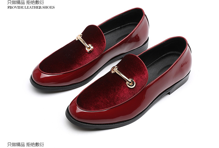 New leather shoes men's European and American patent leather one legged casual leather shoes