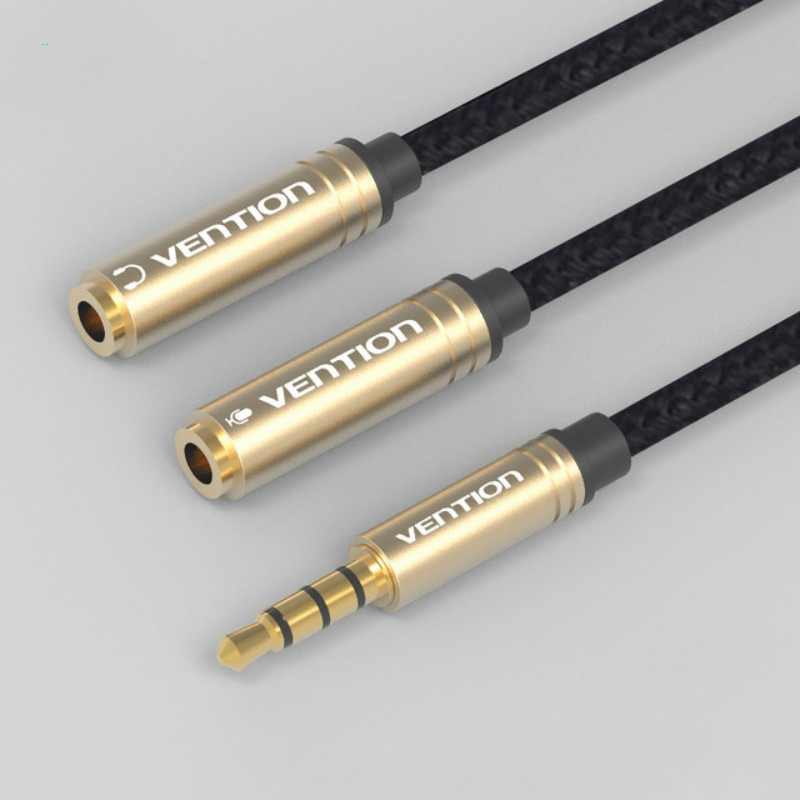 3.5mm Audio Cable Headphone With Mic 1 Male to 2 Female Jack AUX Cable Headset for PS4 Studio3