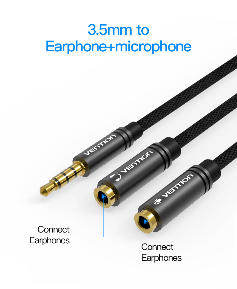 3.5mm Audio Cable Headphone With Mic 1 Male to 2 Female Jack AUX Cable Headset for PS4 Studio3
