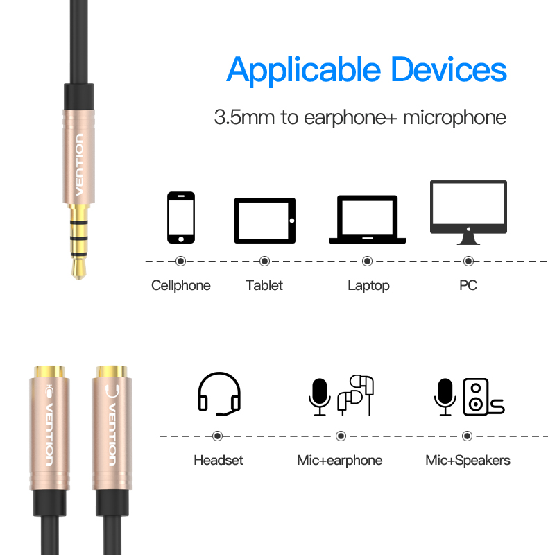 3.5mm Audio Cable Headphone With Mic 1 Male to 2 Female Jack AUX Cable Headset for PS4 Studio3