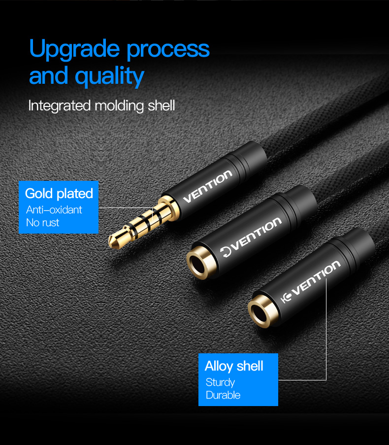 3.5mm Audio Cable Headphone With Mic 1 Male to 2 Female Jack AUX Cable Headset for PS4 Studio3
