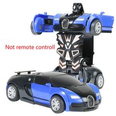 One Step Impact Deformation Car Mini Transformatio Play Vehicles Toys for Boys Not Remote Control Bugatti 【blue】 12.5 x 6.5 x 4cm