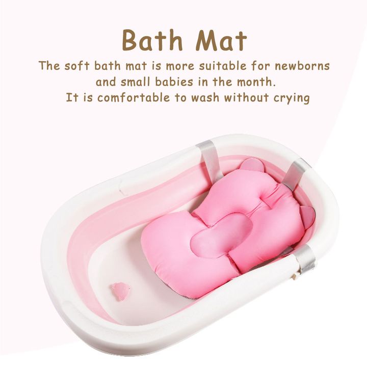 Baby Bath Seat Support Mat Foldable Baby Bath Mat Infant Anti Slip