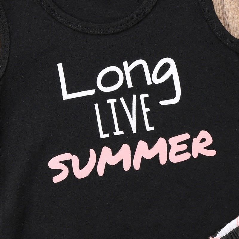 Cute  Toddler Kid Baby Girl Clothes Vest Top T shirt+ Short Pant Headband 3PCS Outfit Clothing