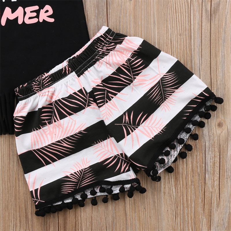 Cute  Toddler Kid Baby Girl Clothes Vest Top T shirt+ Short Pant Headband 3PCS Outfit Clothing