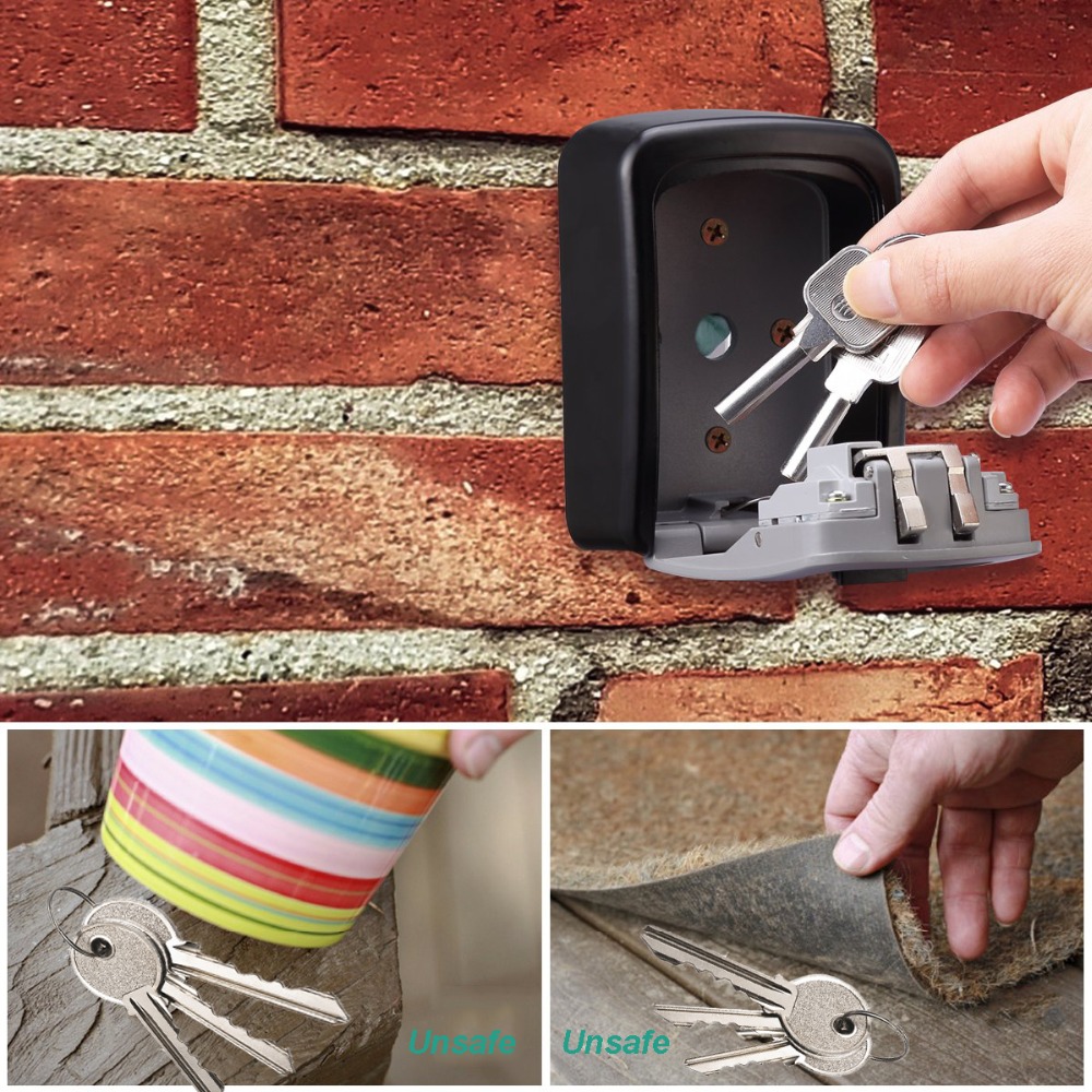 Key Safe Box  4 Digit Combination Key Storage Lock Box  Password Lock Hidden Keys Storage Box