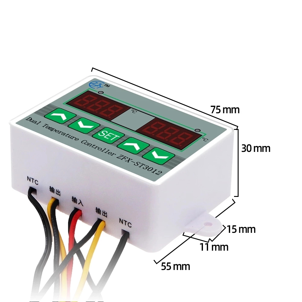 Dual Temperature Controller Digital Thermostat Incubator Control Microcomputer Dual Probe