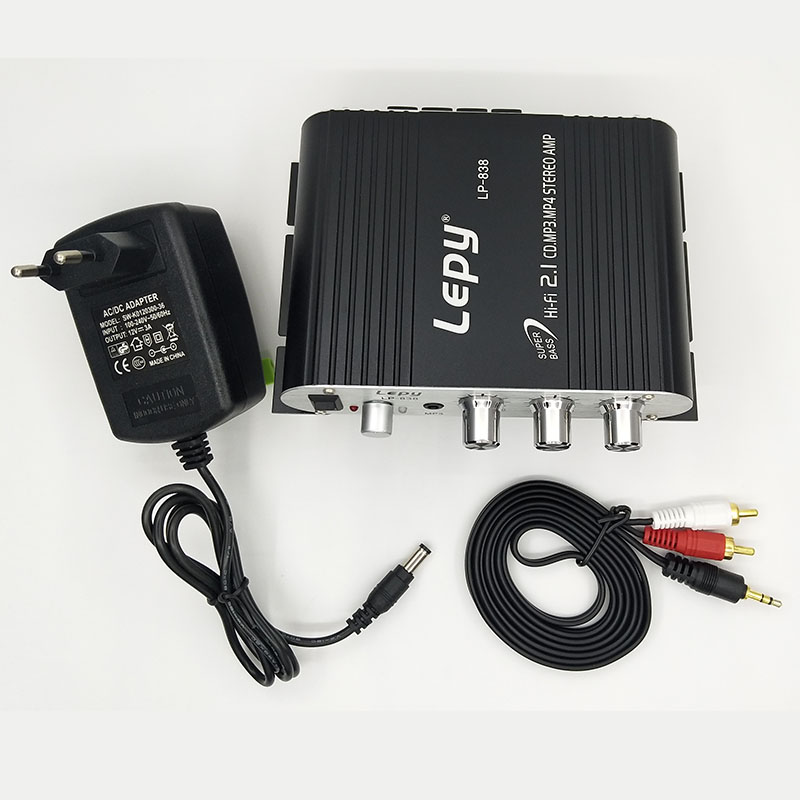 Lepy LP-838 MINI Digital Hi-Fi Car Power Amplifier 2.1CH Digital Subwoofer Stereo  Audio Amplifier