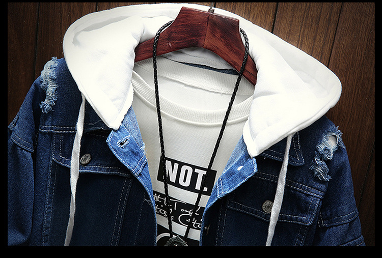 Jacket Men&apos;S Self-Cultivation Street Windbreaker Lapel Hoodie Hip-Hop Bomber Jacket Autumn Wash Coat