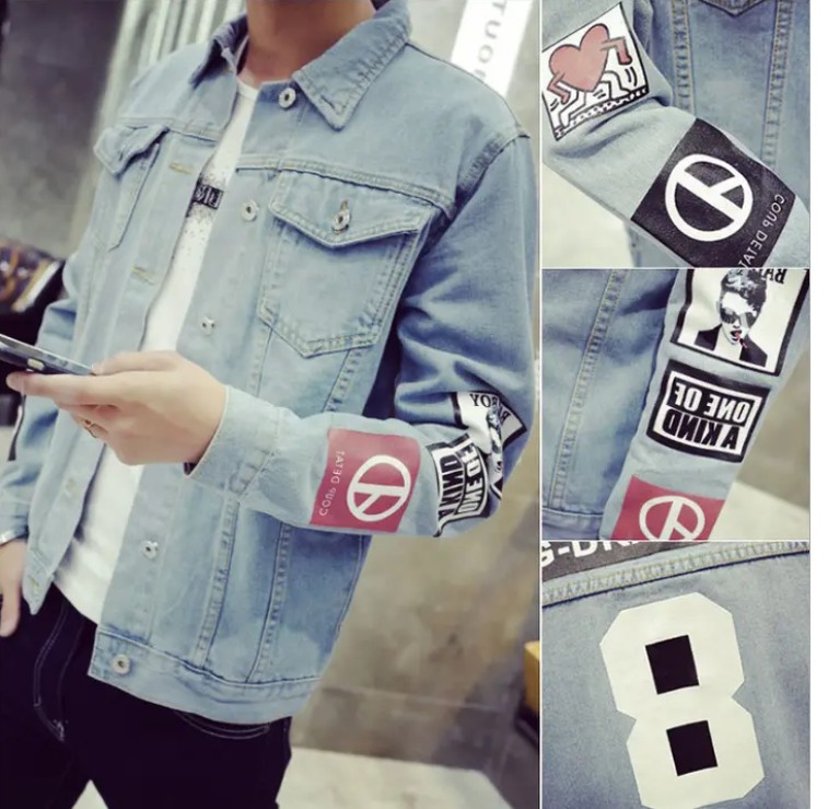 9047 Graffiti Denim Jacket,Denim Jacket Men,Camo Denim Jacket