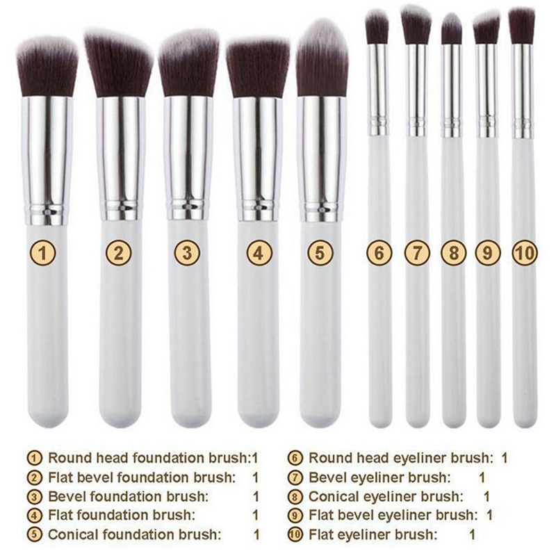 10pcs Plus Size Makeup Brush Tools Eyeshadow Blending Set Concealer Cosmetic Eyeliner Lip Brushes