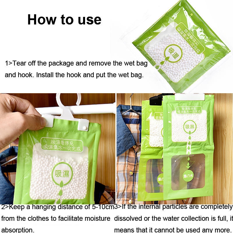 5 Packs Wardrobe dehumidifier Hanging Hygroscopic Anti-Mold Deodorizing Moistureproof Desiccant Bag