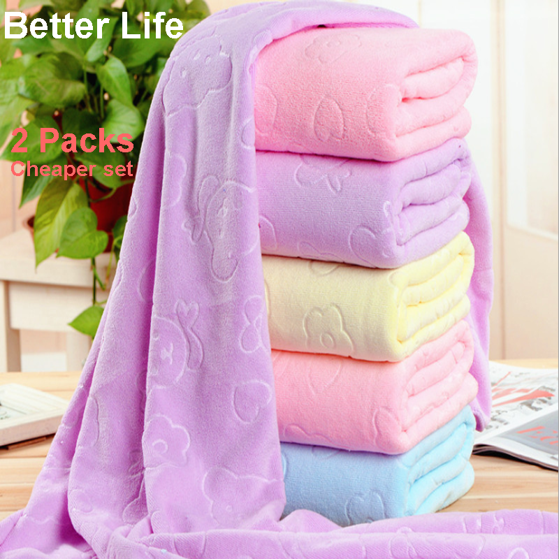 2pcs Fiber Soft Bathing Towels Cheaper set for Hotel&amp;Home Bathroom big size Family Towels 70*140cm