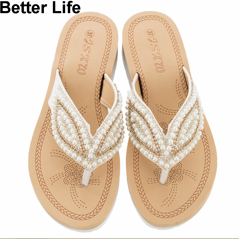 Women Bohemian Flat Sandals Shoes Summer Beach T Strap Thong Shoes Ladies Strappy Flip Flops Sandals