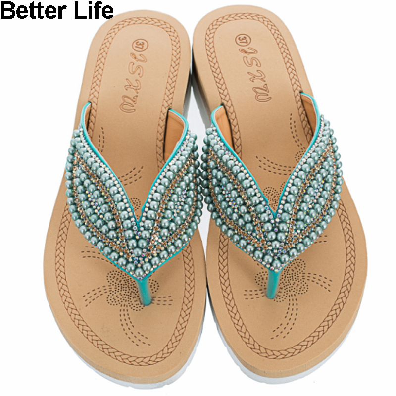 Women Bohemian Flat Sandals Shoes Summer Beach T Strap Thong Shoes Ladies Strappy Flip Flops Sandals