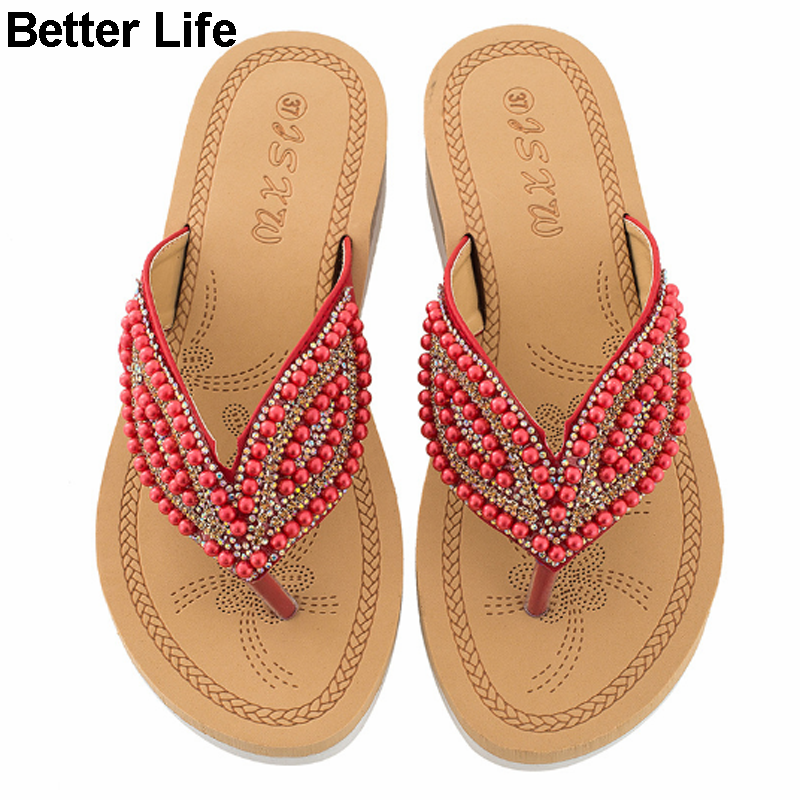 Women Bohemian Flat Sandals Shoes Summer Beach T Strap Thong Shoes Ladies Strappy Flip Flops Sandals