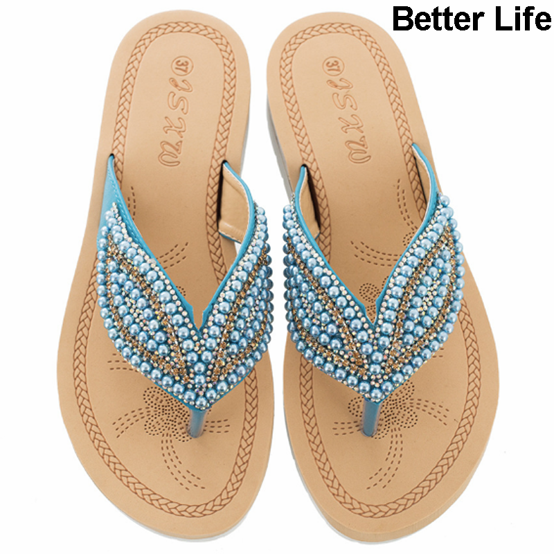 Women Bohemian Flat Sandals Shoes Summer Beach T Strap Thong Shoes Ladies Strappy Flip Flops Sandals