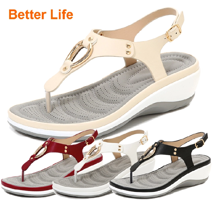 Fashion Sandals for Women Clip Toe Rubber Shoes Sole Metal Casual Buckle Ladies Office Wear Popular