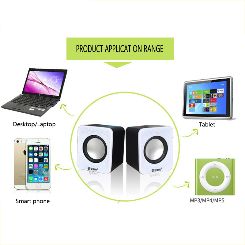 2Pcs Computer USB Mini Speaker Multimedia Subwoofer Laptop Subwoofer Portable Home Theater Speaker