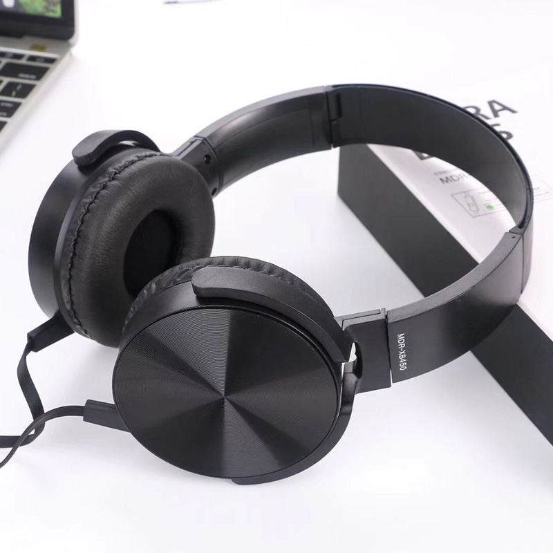 XB450 Headphones Wired Control With Microphone Bass Music Rotatable Headset Size Can Be Adjusted