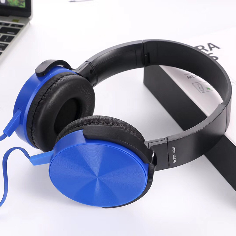 XB450 Headphones Wired Control With Microphone Bass Music Rotatable Headset Size Can Be Adjusted