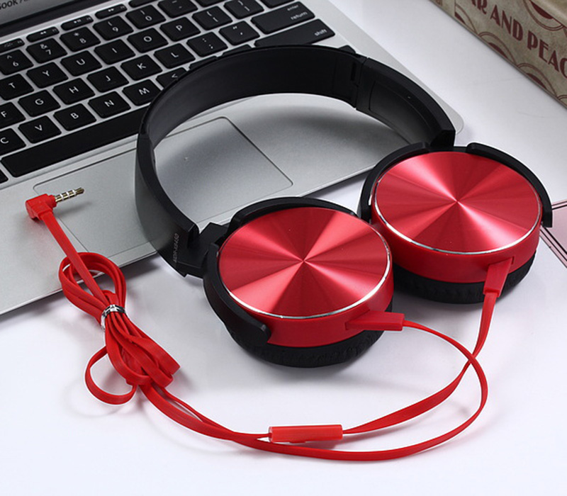 XB450 Headphones Wired Control With Microphone Bass Music Rotatable Headset Size Can Be Adjusted