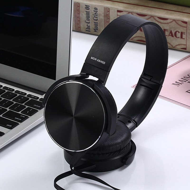 XB450 Headphones Wired Control With Microphone Bass Music Rotatable Headset Size Can Be Adjusted