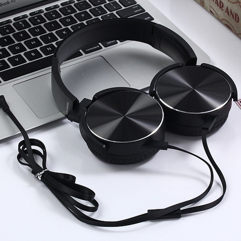 XB450 Headphones Wired Control With Microphone Bass Music Rotatable Headset Size Can Be Adjusted