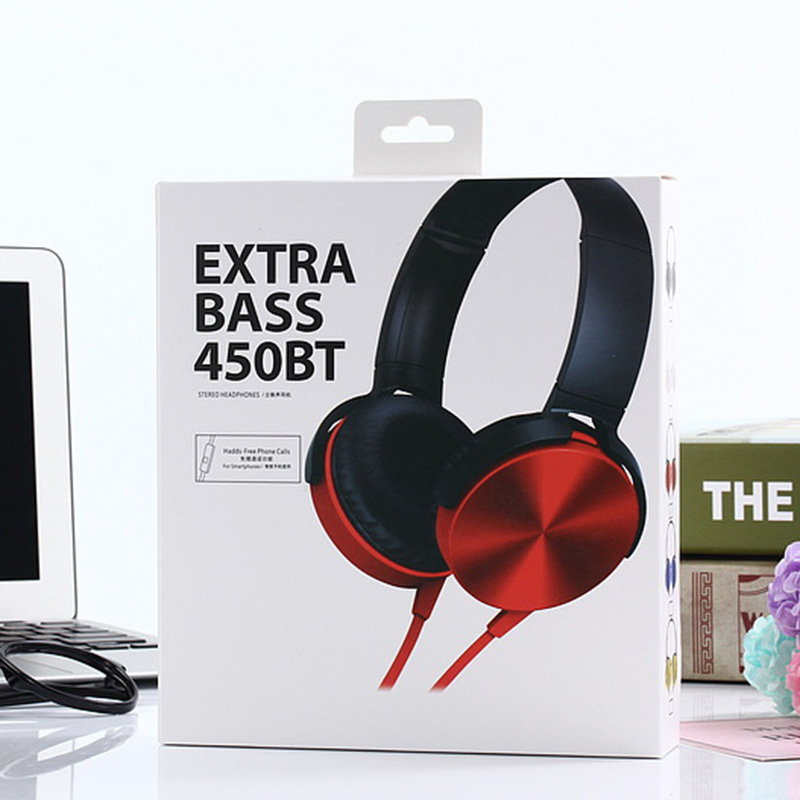 XB450 Headphones Wired Control With Microphone Bass Music Rotatable Headset Size Can Be Adjusted