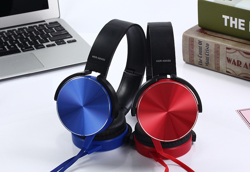 XB450 Headphones Wired Control With Microphone Bass Music Rotatable Headset Size Can Be Adjusted