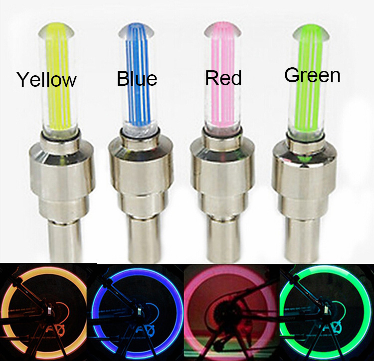 2pcs Bicycle Tire Valve Lights Cycling Wheel Caps LED Lantern Bike Spokes Lamp Bike Accessories