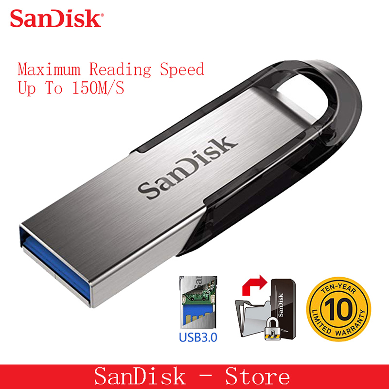 SanDisk 3.0 USB Flash Drive 128GB 64GB 32GB 16GB  Flashdisk ULTRA FLAIR Memory Stick Pen Pendrive