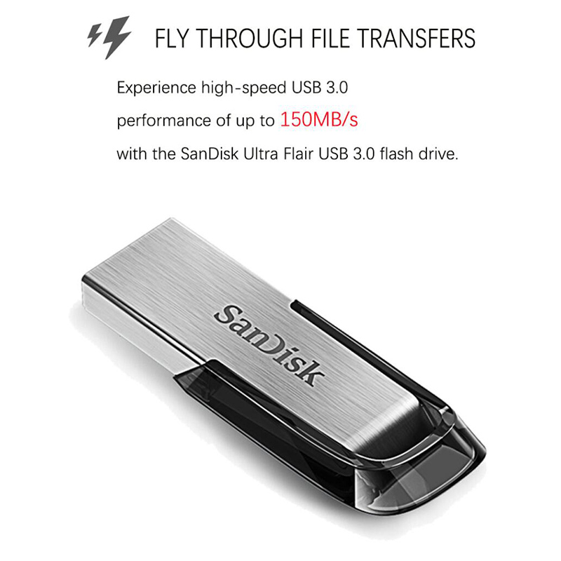 SanDisk 3.0 USB Flash Drive 128GB 64GB 32GB 16GB  Flashdisk ULTRA FLAIR Memory Stick Pen Pendrive